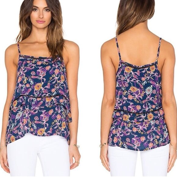 Ella Moss Dolce Flora Spaghetti Strap Tank Top M/L Ink Floral - 50off3 - Picture 1 of 6